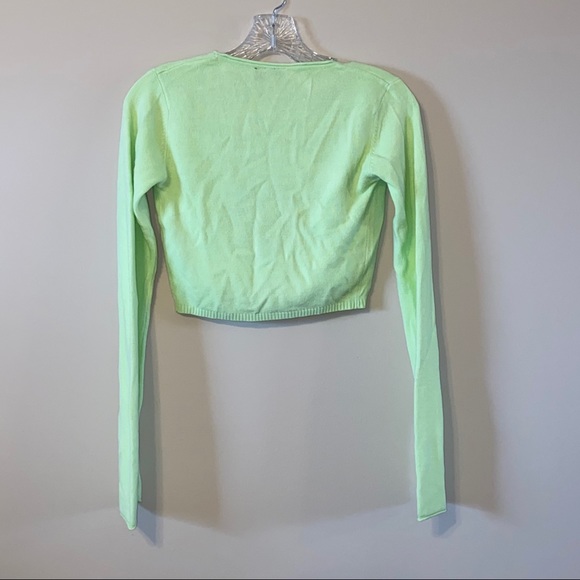 late 90s/ y2k Green Cardigan Spring Tie Front - Picture 4 of 4